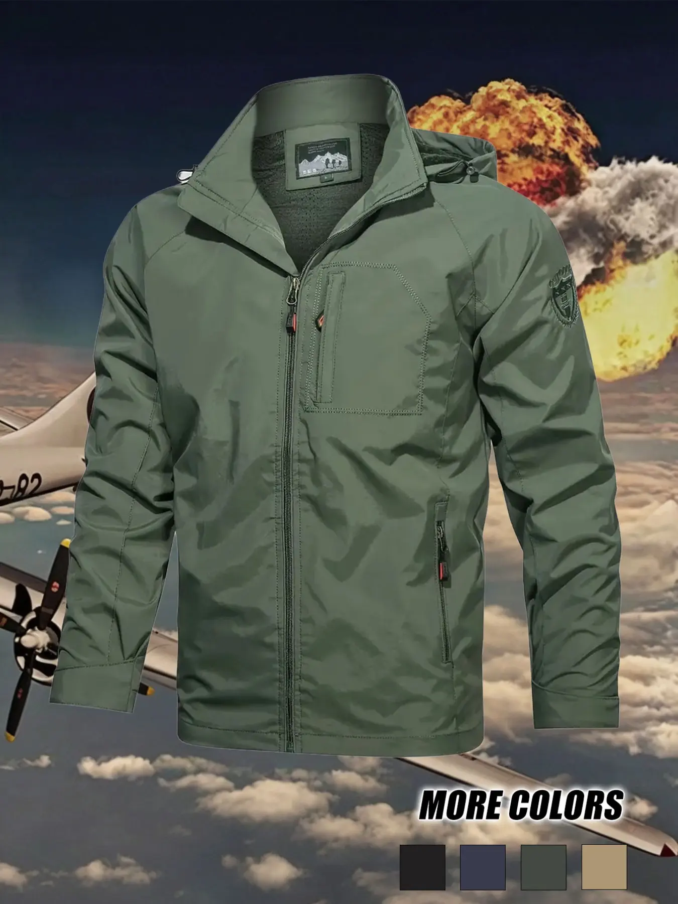 Men's Fishing Jacket, Casual Sporty Outerwear, Versatile Outdoor Waterproof Hooded Coat, Perfect for Hiking and Adventure