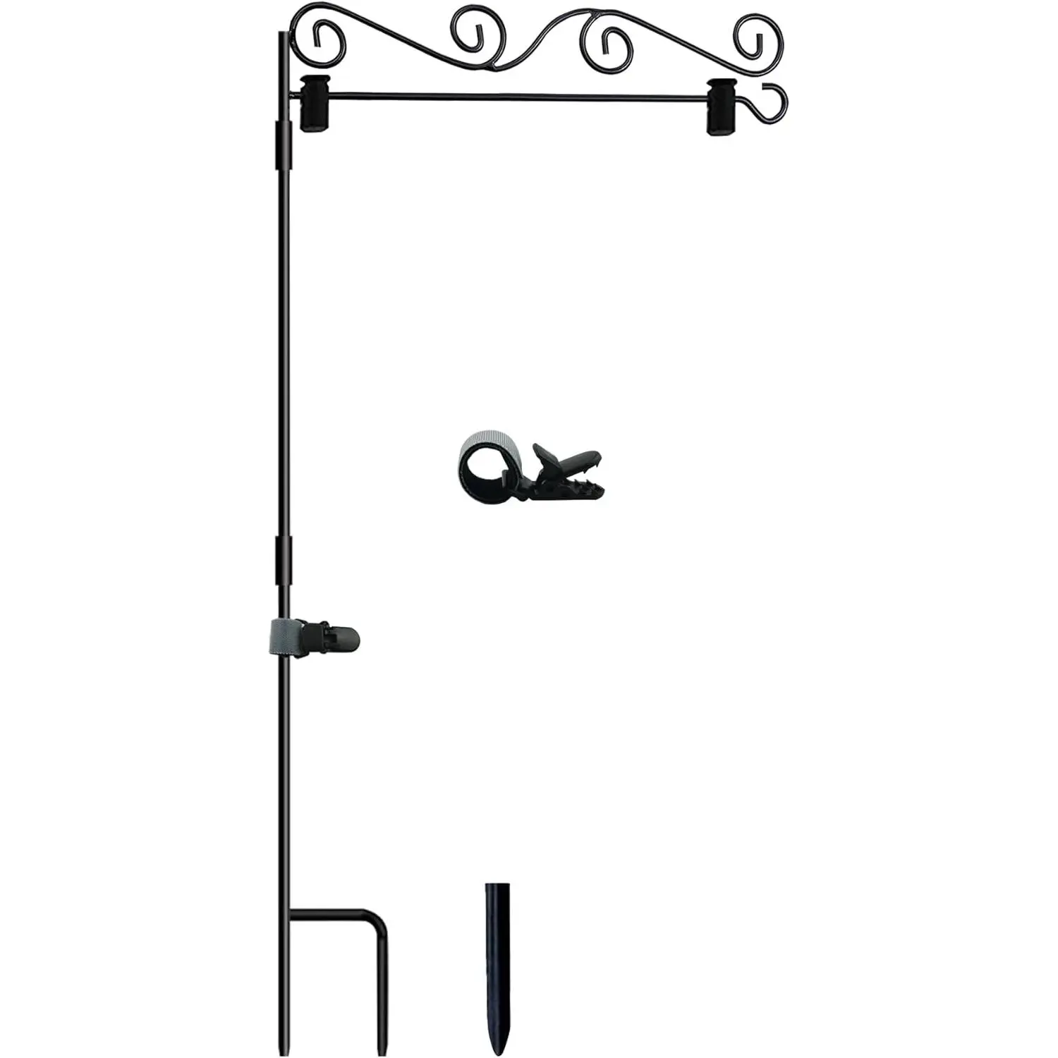 Garden Flag Pole Stand Holder, Garden Flags for Outside with Flag Stopper and Clip  -Coated  for Flag Pole Holder for Outside House,Yard Flags for Outside