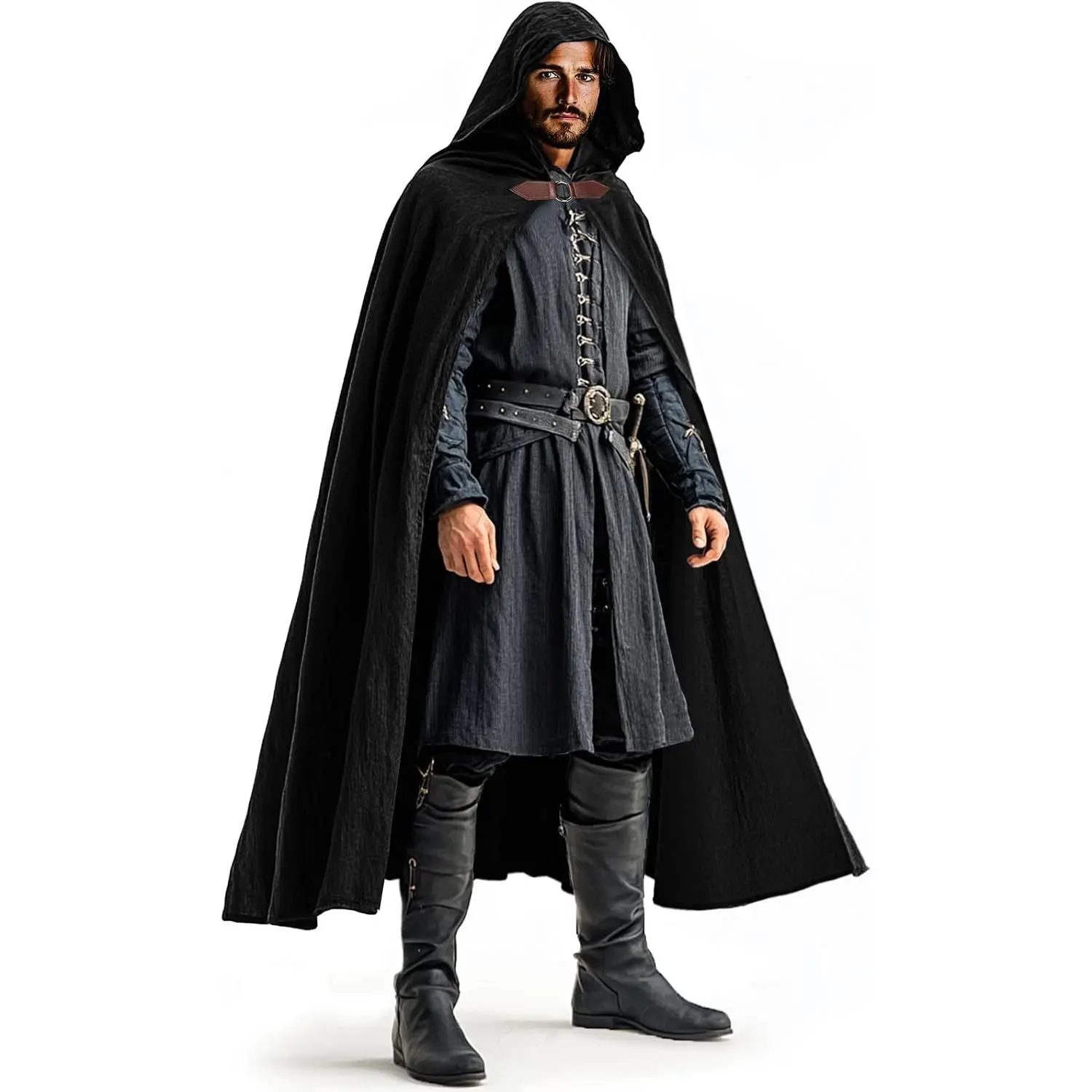 Renaissance Hooded Cloak Cotton Cloak Halloween Medieval Costume Cape Women MenGift