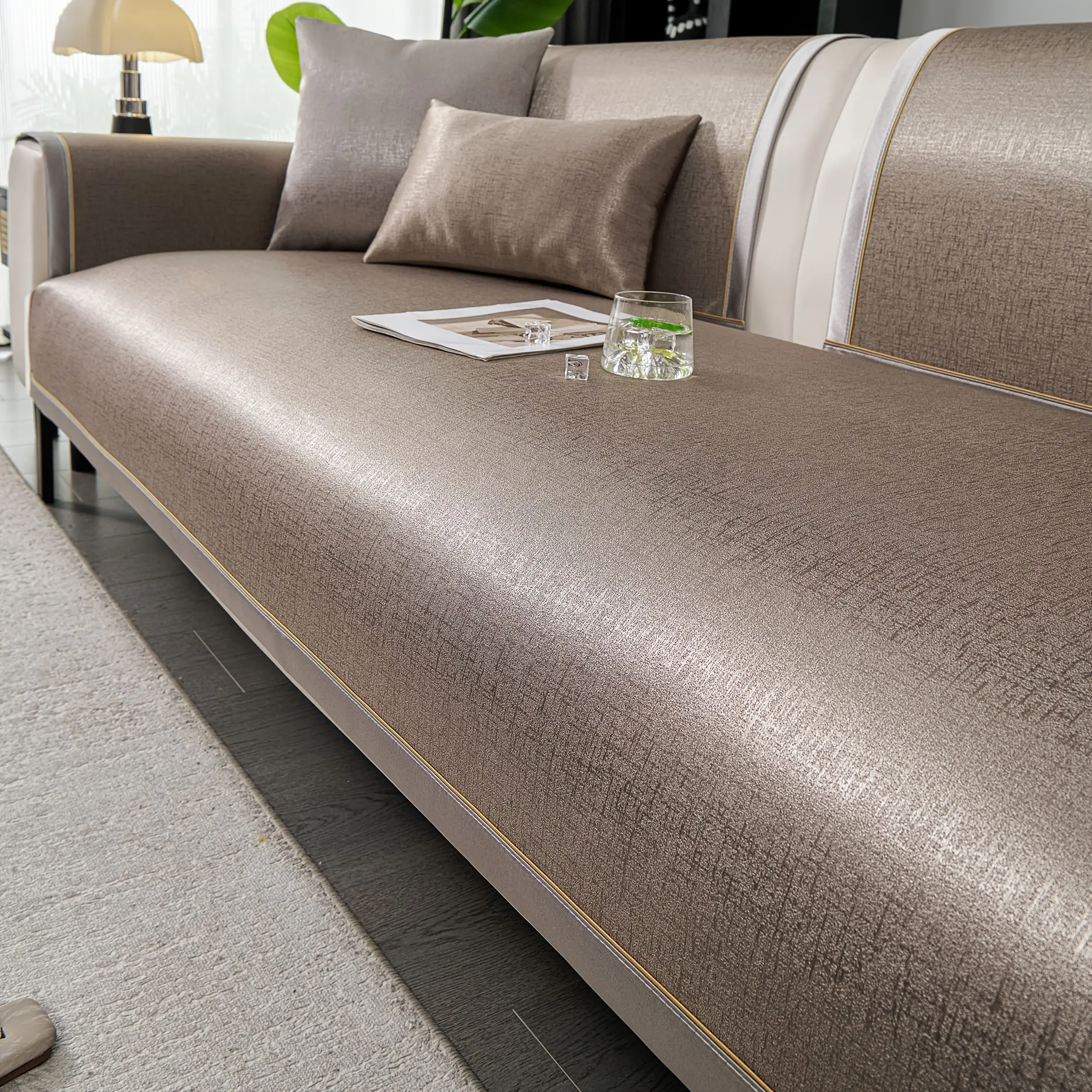 Machine washable sofa cushion for summer, anti slip cool seat cushion for summer, simple, modern, light luxury, high-end leather sofa cover