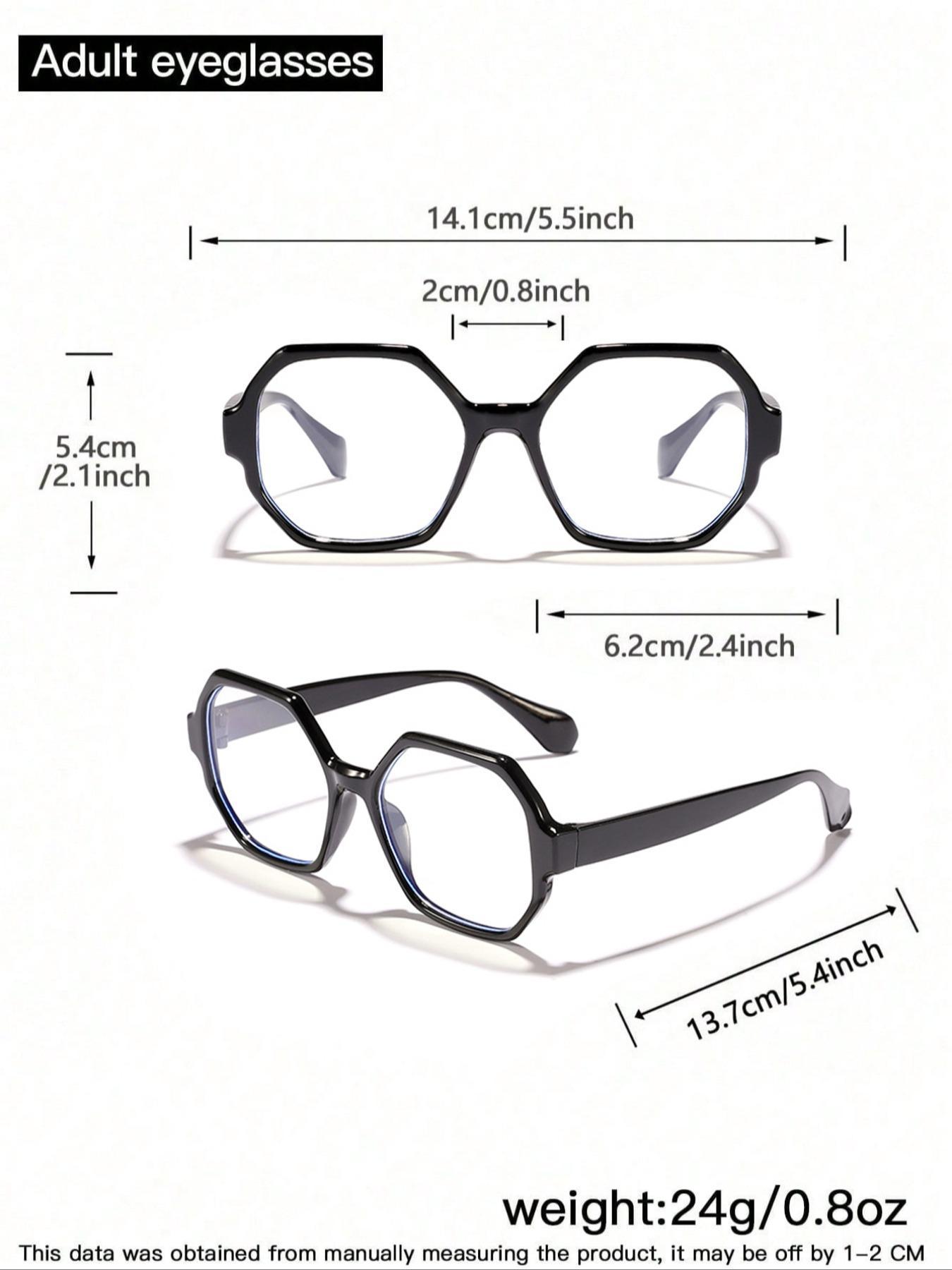 Unisex Simple Style Geometric Frame Eyeglasses, Trendy Tortoiseshell & Plain Color Eyeglasses for Women & Men, Fashion Accessories for Daily Use