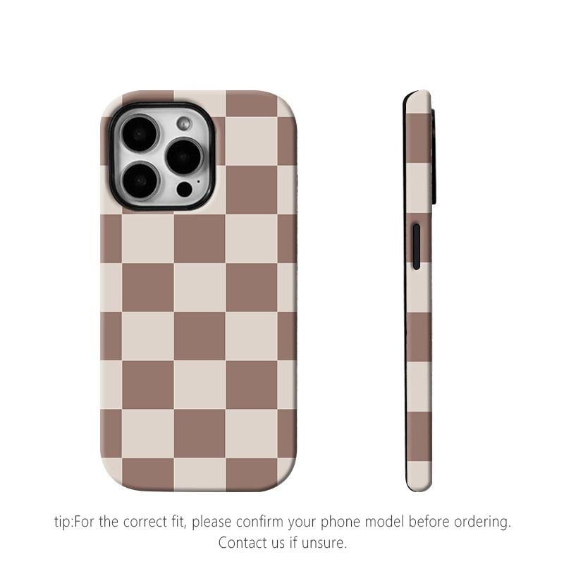 Matte Anti-slip Checkerboard Phone Case for iPhone17 Air 16 Pro Max 15 14 Plus 13 12 11 XS Anti-fingerprint and oil stain resistant, wear-resistant and scratch-resistant, premium matte texture.MFL03