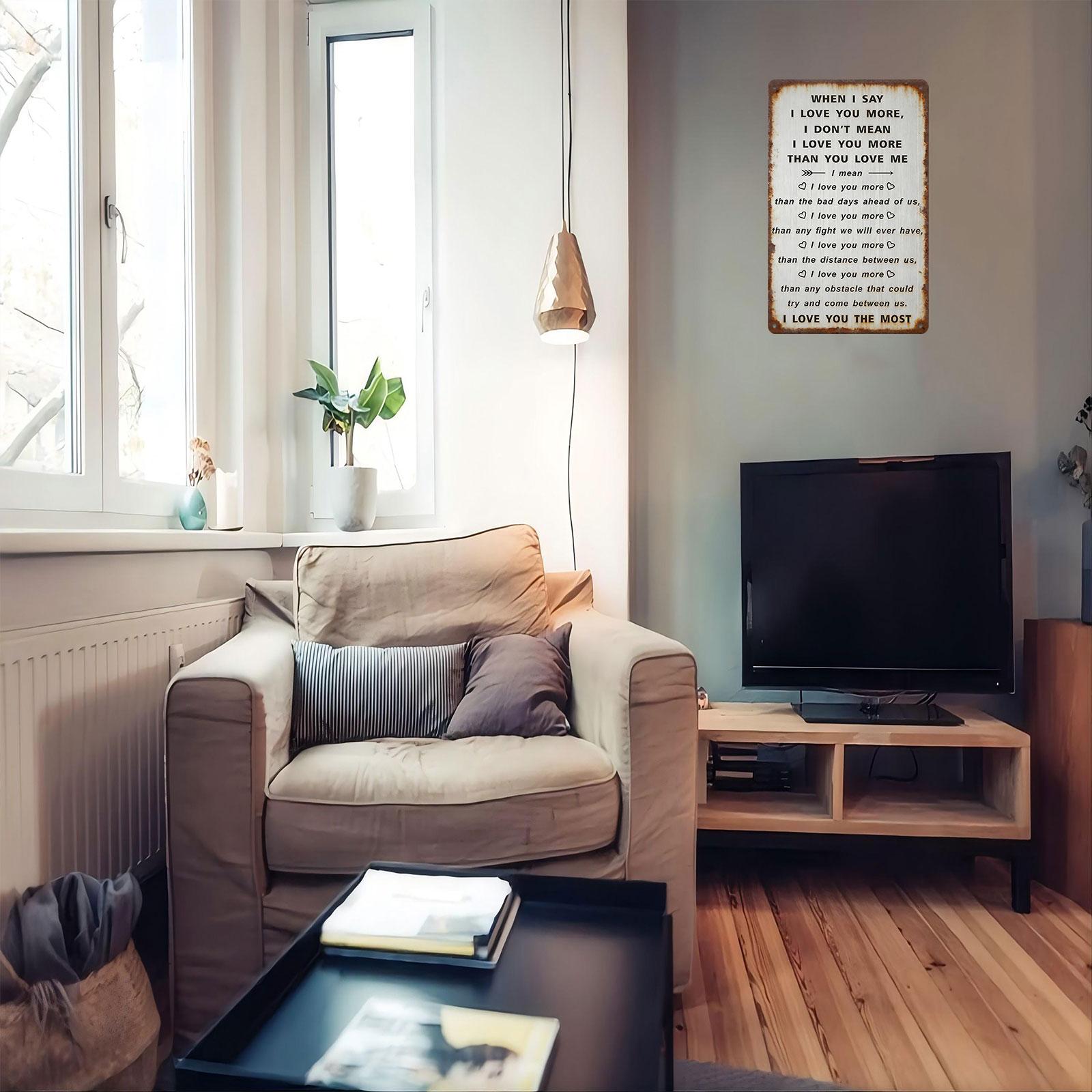 8x12 Inch Aluminum "I Love You More" Metal Sign – Heartwarming Wall Art for Bedroom, Living Room & Anniversary Decor. Rustic Metal Style, Waterproof & Sentimental. Ideal Gift for Partners, Anniversaries & Weddings.