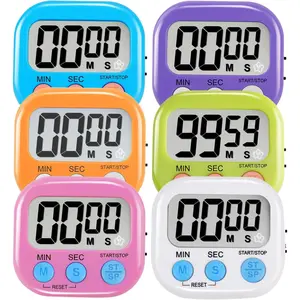 6 Pack Multi-Function Electronic Timer Magnetic Digital Timer with Big LCD Display Loud/Silent Switch Countdown Timer for Cooking Gym Meeting Classroom Break Time