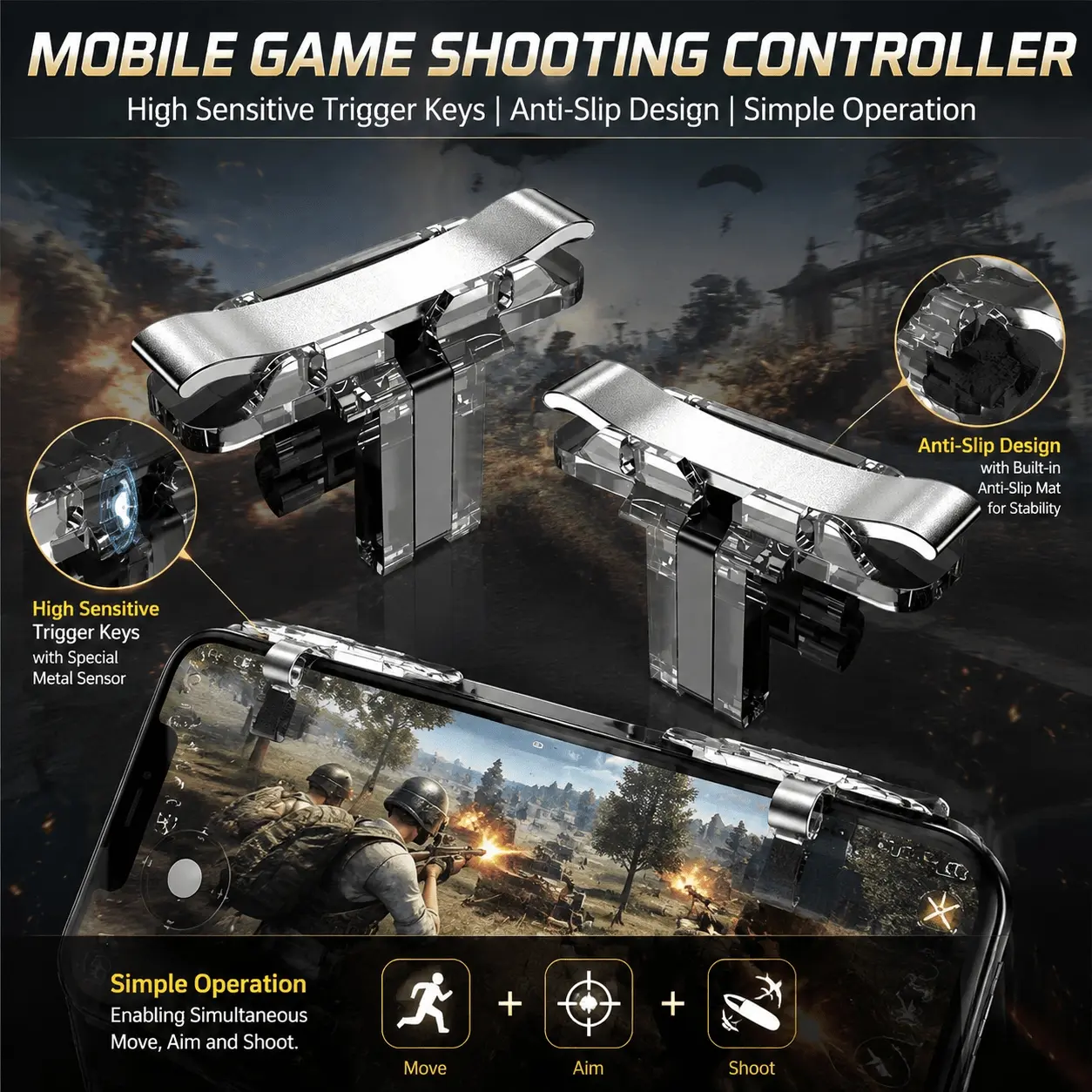 Ultimate Mobile Gaming Trigger: Ergonomic Quick-Fire Controller for FPS Games. Boost Aim Precision & Reaction Speed. Plug-and-Play Easy Setup. Pro Esports Accessory for Enhanced Gameplay.