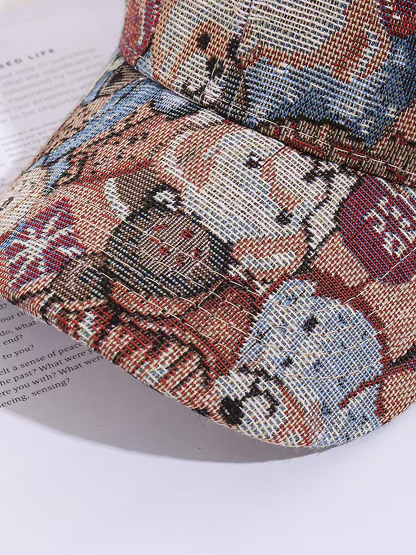 Cute Cartoon Bear Print Baseball Cap, Casual Outdoor Sun Protection Cap for Women & Men, Fashion  Vintage Hat for Party, Daily Clothing Decor Ball Caps Air Force, Adjustable Snapback Cap