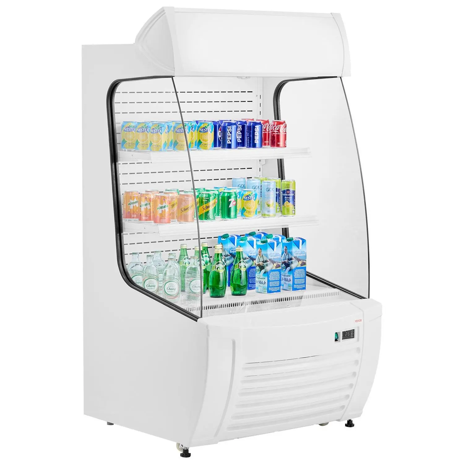 【DealsForYouDays】VEVOR Open Air Merchandiser, 2-Tier Shelving Commercial Refrigerator with Air Curtain & LED Advertising Light, 12.7 cu ft Grab-and-Go Display Cooler for Restaurants & Retail Stores, Tools & Hardware Hand Tool Kit Accessory, Merchandisers