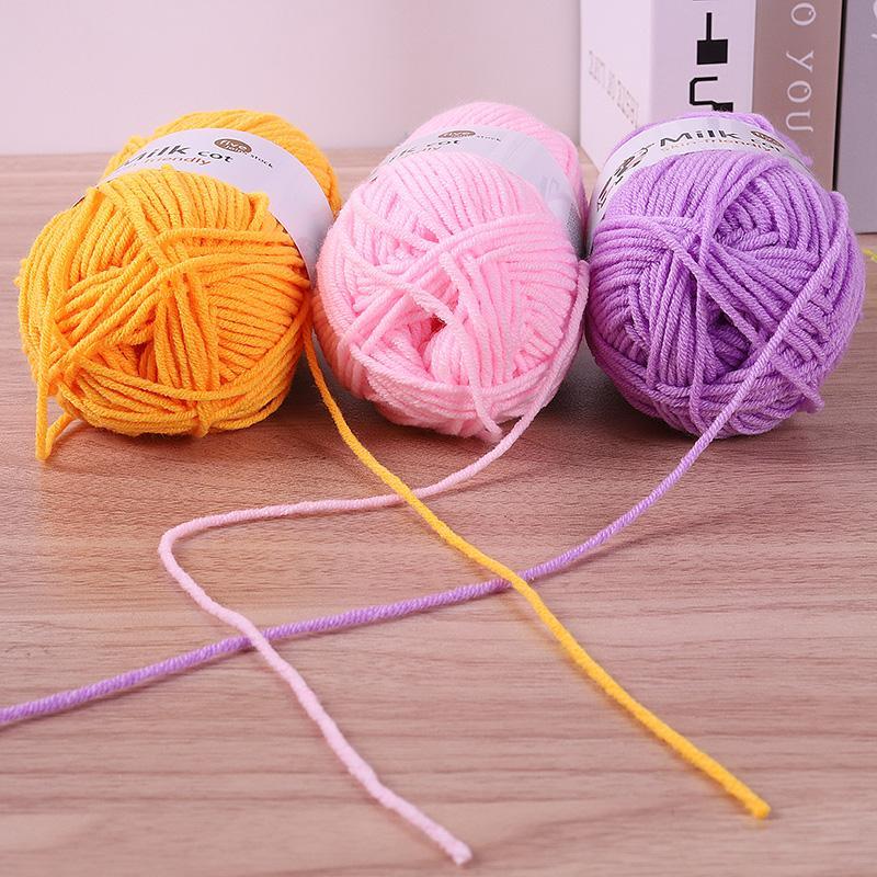Milk Cotton Yarn, 3 Counts/set Soft Crochet Yarn, DIY Handcraft Crochet Supplies for Handmade Knitting, Lightweight knitting, Hat, Scarf, Sweater