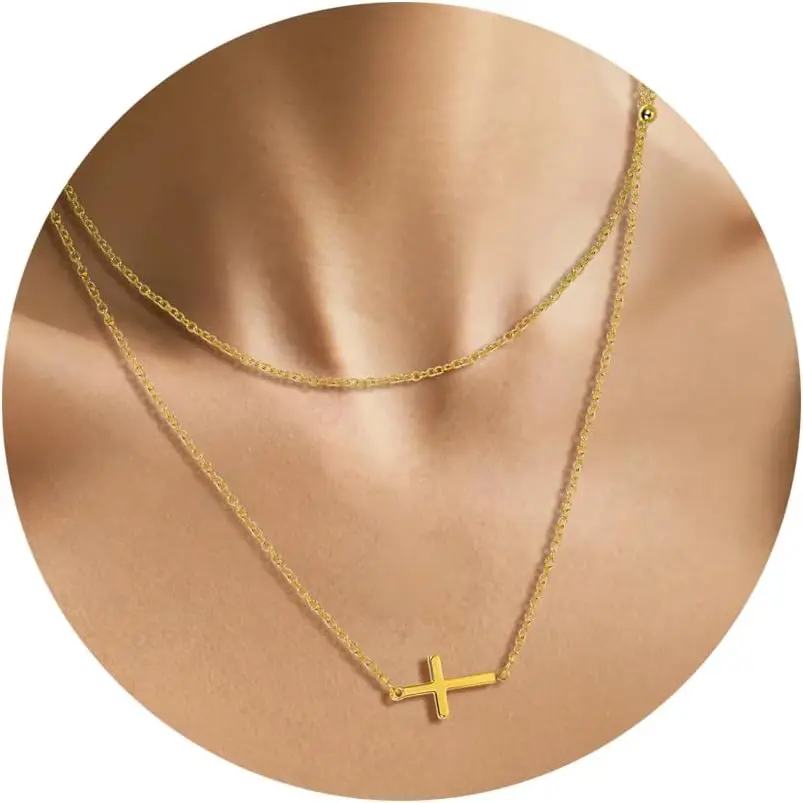 Dainty Layered Necklace for Women 18k Golden Plated  Bow Pendant Necklace Cute  Bowknot Charm Choker Layered Necklaces Birthday Christmas Faith  Gifts for  Mom Daughter Sister