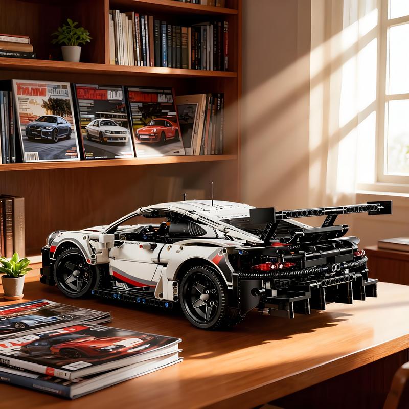 【1:10 50cm/19.7in】Technic Race Car Model Building Kit Advanced Replica Exclusive Collectible Set Gift for Kids Boys & Girls Aerodynamic Bodywork Black Spoked Rims Working Differential