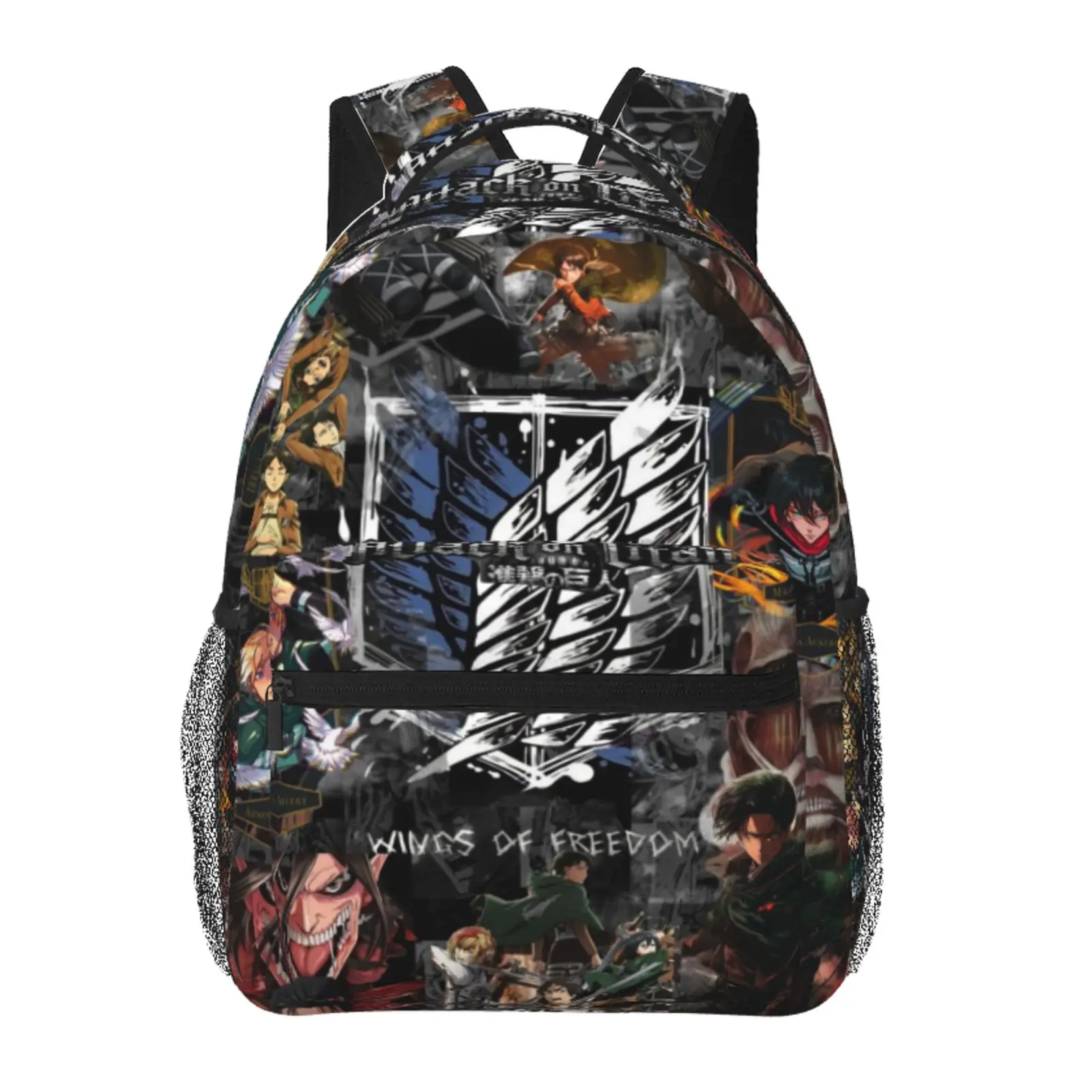 Attack On Titan Graphic Polyester Backpack - Anime Lightweight Bookbag with Adjustable Straps, Unisex Fashion School Bag for Teens, Ideal Thanksgiving Gift for Best Friend, Hunting Trip Ready