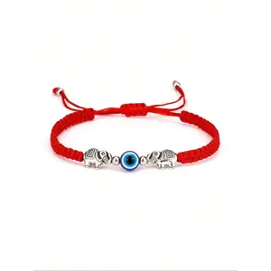 Eye & Elephant Design Braided Bracelet, Adjustable Stackable Slider Bangle for Women and Men, Ideal for Party and Birthday Gift, Adjustable Bracelets