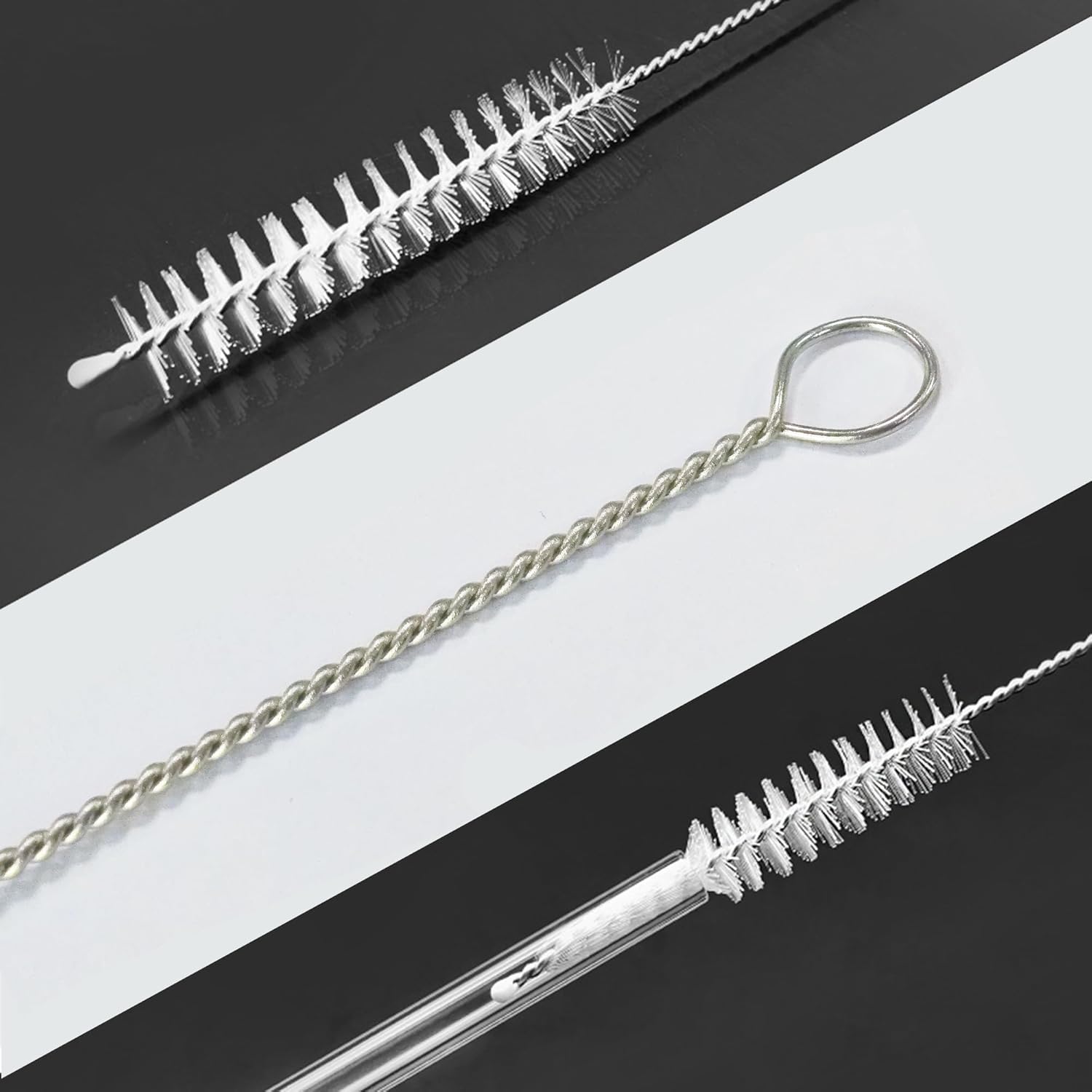 Straw Cleaner Brush Long 10 Inch, Straw Cleaner of Bristles Diameter 10 mm,  Stainless Steel Nylon Straw brush can be  to Clean  Mug, Sippy Cups,  Bottles,Coffee Machine (6 PCS)