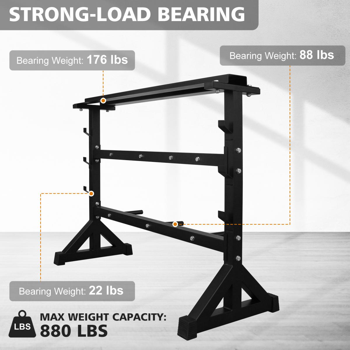 [Fahuac] 3-Tier Dumbbell Rack for Home Gym - Heavy Duty Weight Storage Stand with Multiple Pillars, Scratch Resistant Powder Coating, Rubber Bottom Covers, Space Saving Fitness Organizer.