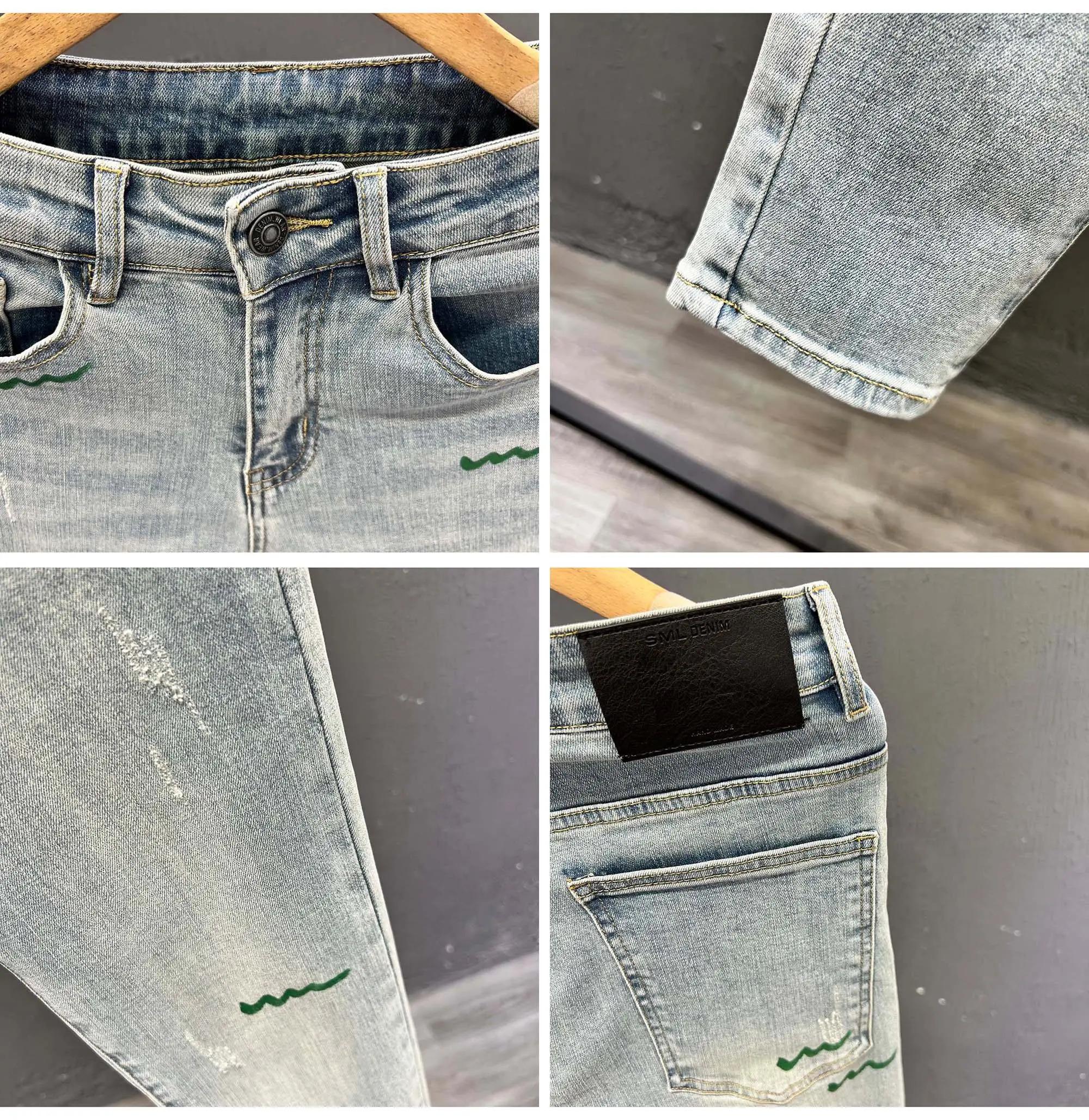 Slim Fit Men's Jeans Winter Faion Korean Sle Small Footed Pants Waed Elastic Long Trousers Haome Youth Casual Wear