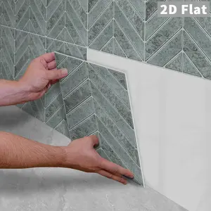 10PCS/Color Box GST Cement Grey Vintage Stone Herringbone PE Foam Tile Stickers, Waterproof Oilproof Anti-collision, Peel & Stick on Smooth Surfaces for Home & Commercial Wall Decoration