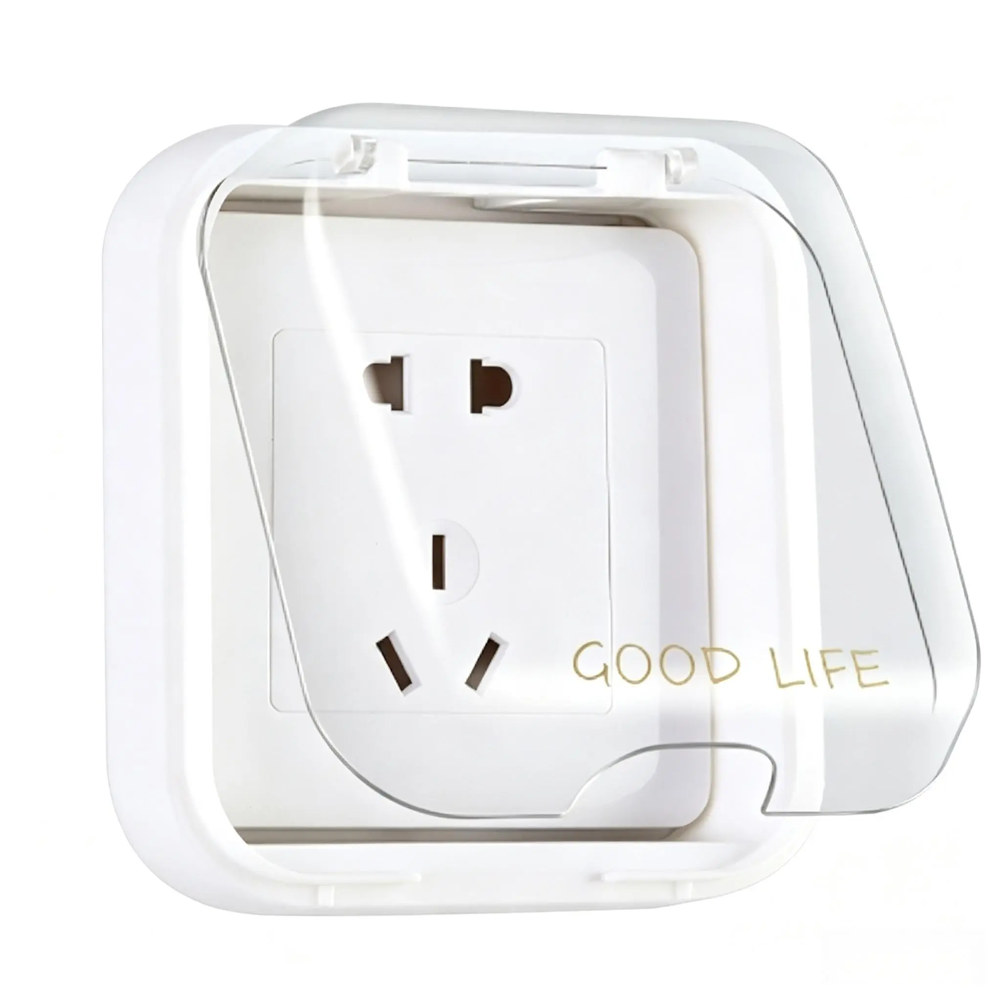 Waterproof Outlet Cover for Bathroom & Kitchen, Splash-Proof Wall Socket Protector with Clear Flip Cover, No-Drill Self-Adhesive Switch & Outlet Cover for Home