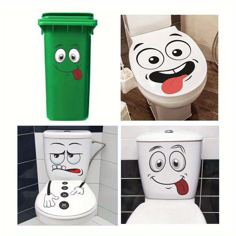 4pcs Interesting Cartoon Face Stickers, Self-Adhesive One-Time Use, Decoration for Bathroom Trash Can Refrigerator Decor, Home Decor, Wall Art Stickers, Decorative Sticker