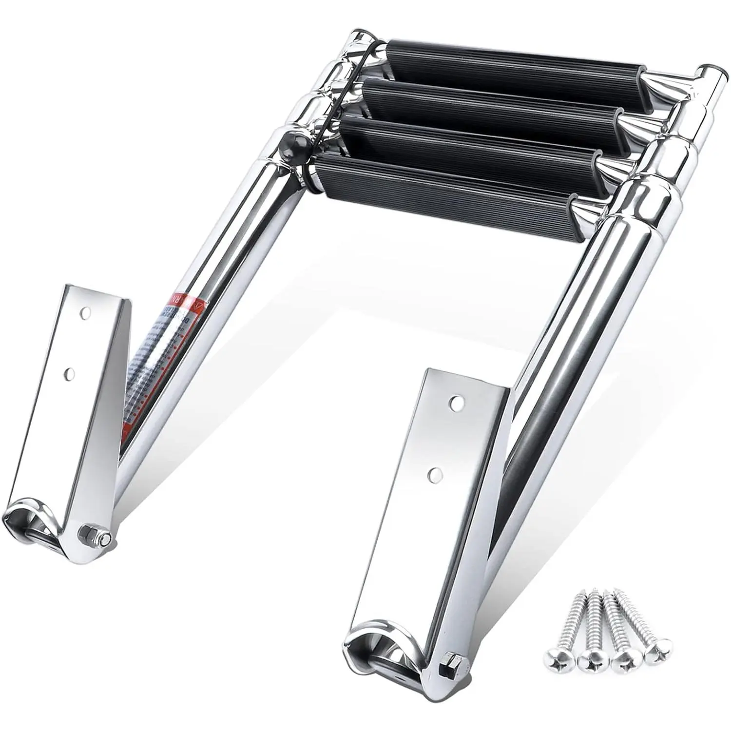 4 Step Boat Ladder, Stainless Steel Telescopic Pontoon Boat Ladder, Extendable Dock Ladder, Max Load 900 lbs Marine Telescoping Ladder for Boat Yacht