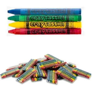 25 Bulk Crayon Packs of 4 (100 count) - Bulk Crayons for kids - Party Favors Teachers Classrooms Restaurants - Individually Wrapped Non-Toxic