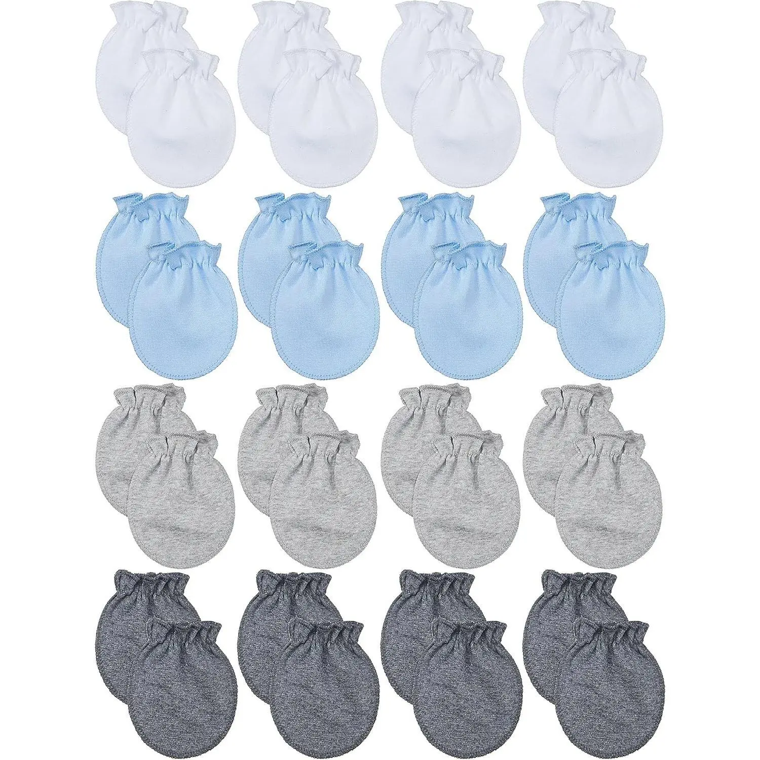 Unisex Baby Gloves (16 Pairs) - Knitting Cotton-Polyester Blend No-Scratch Gloves for Newborns & Infants 0-3 Months, 0-6 Months