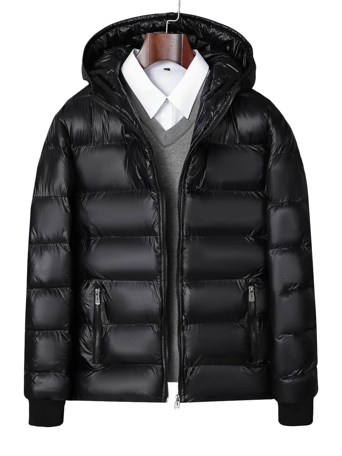 1 Pack Oversized Shiny Casual Puffer Jacket TikTok Viral Streetwear Windproof Insulated Hooded Coat for Men Women Daily & Outdoor