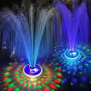 Floating Water Fountain with Underwater Lights,  Pump Outdoor, 2 Modes Sprinkler Waterfall Fountain for Inground Above Ground Pool, Pond-Blue-1PC