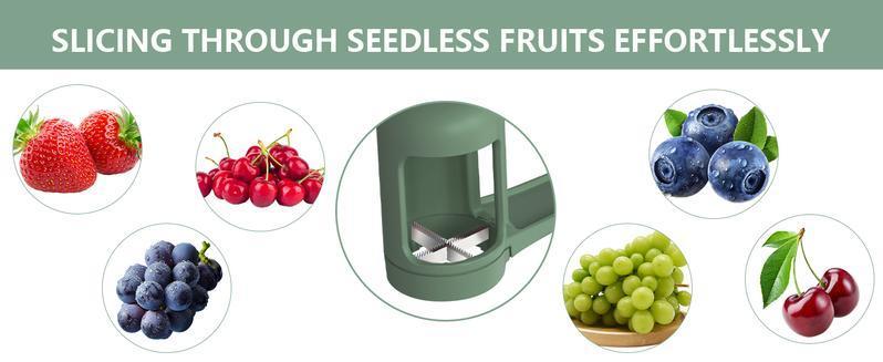 Safe Toddler Grape Cutter for Ages 1-3, Stainless Steel Fruit Slicer for Grapes, Cherry Tomatoes & Blueberries, Lightweight Baby Food Prep Tool for Salads & Snacks