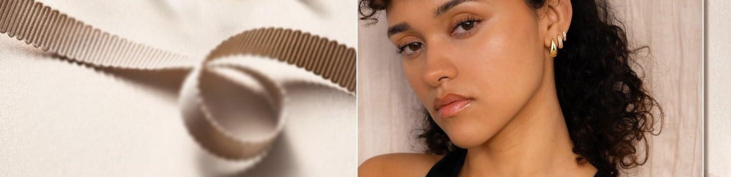 Trendy 14K Gold Plated Hypoallergenic Hoop Earrings for Women Non Tarnish Lightweight Huggie Hoops Set for Sensitive Ears 3Pairs