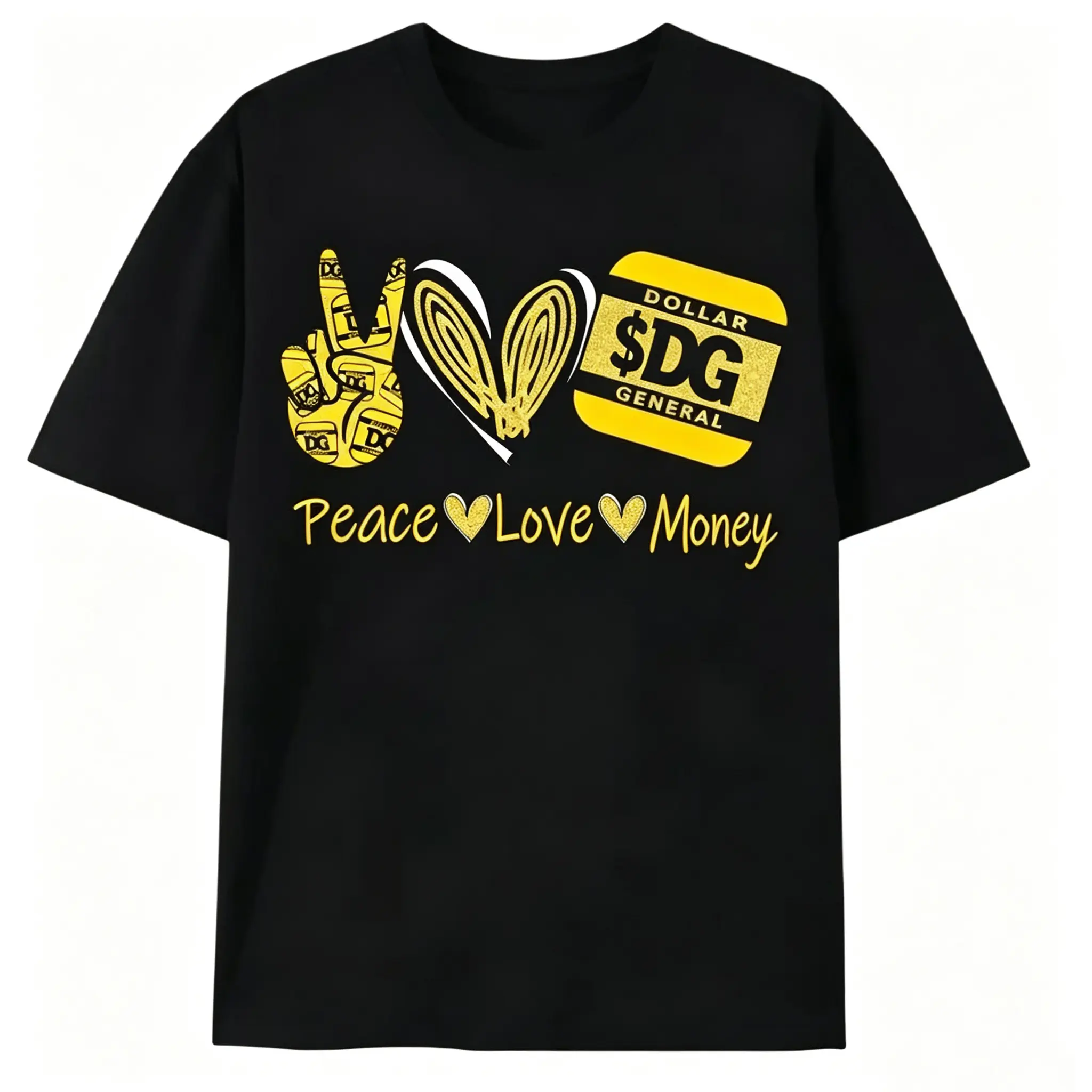 Short Sleeve Peace Love Dollar General Motivational Inspirational T Shirt Birthday Gift for Men and Women