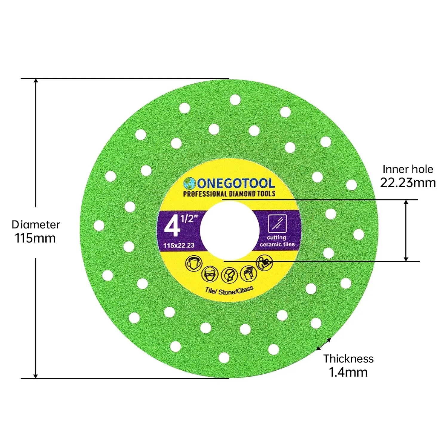 4-1/ 2inch Tile Cutter Diamond Saw Blade, suitable for angle grinders, used for cutting porcelain, ceramics, glass, marble, grinding disc (3-piece set)