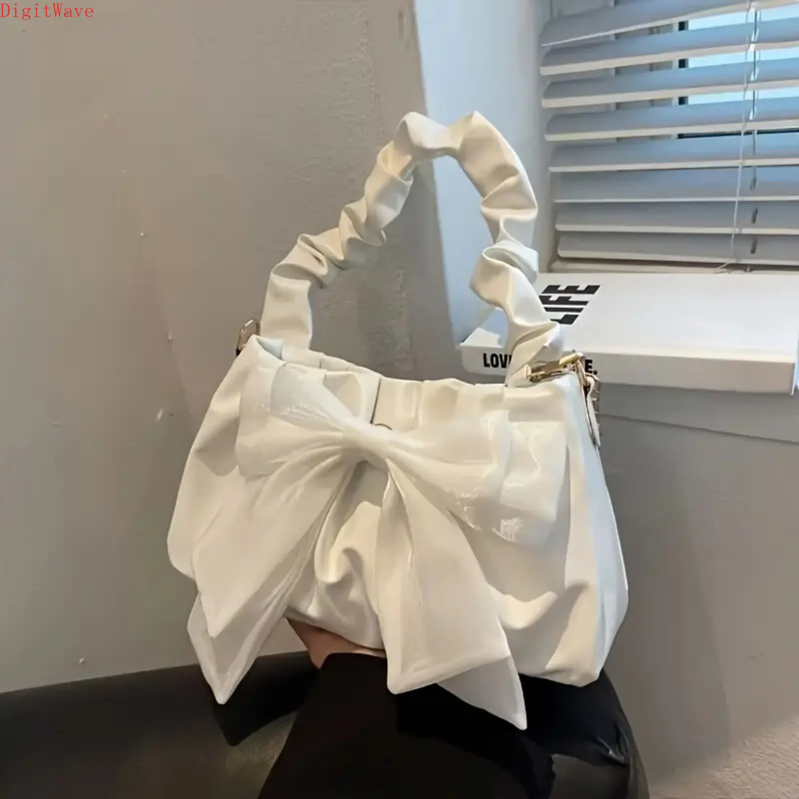 Women's Solid Color Minimalist Crossbody Bag - Cute Bow Accent, Ruffle Handle Small Shoulder Bag, Gym & Outdoor Purse for Daily Casual Use, Crossbody Bags For Women tiktokshopbacktoschool