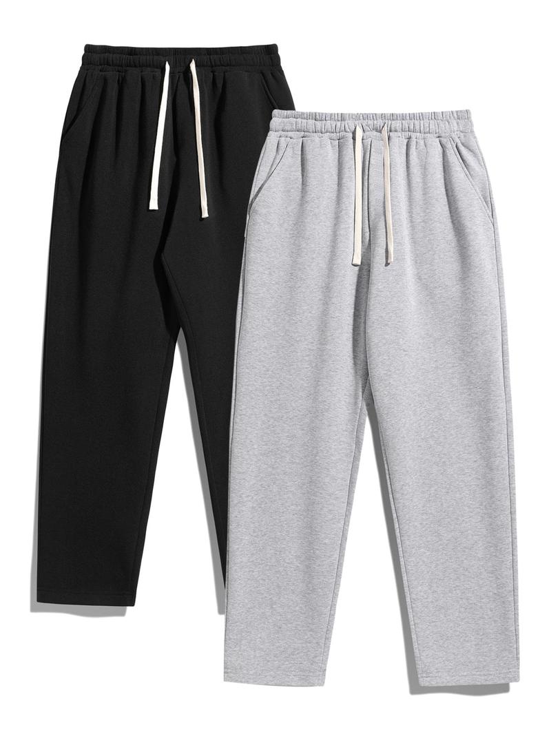 Men's Drawstring Waist Sweatpants, Athleisure Style Regular Fit Pants with Pockets for Fall & Winter, Casual Men's Trousers, Sports Bottoms