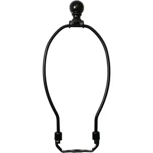 8 Inch Lamp Harp Holder with 1-1/2 Inch Lamp Finial Oil Rubbed Black Steel Ball Knob Lamp Shade Finial for Table and Floor Lamps, Black