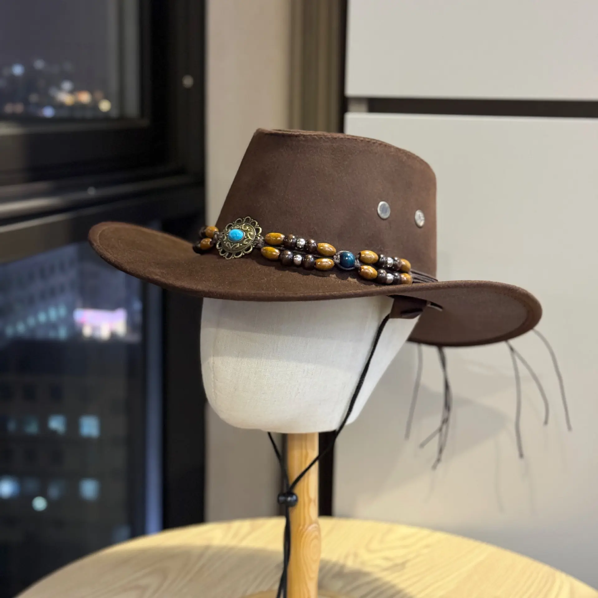 Ethnic style western cowboy hat for women, prairie sun hat