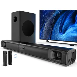 Sound Bar for  TV with Subwoofer, 100W Detachable Soundbar  Theater Surround Sound System for TV with Horn Tweeter, Adjustable Bass and HDMI-ARC/ Optical/AUX/Connection