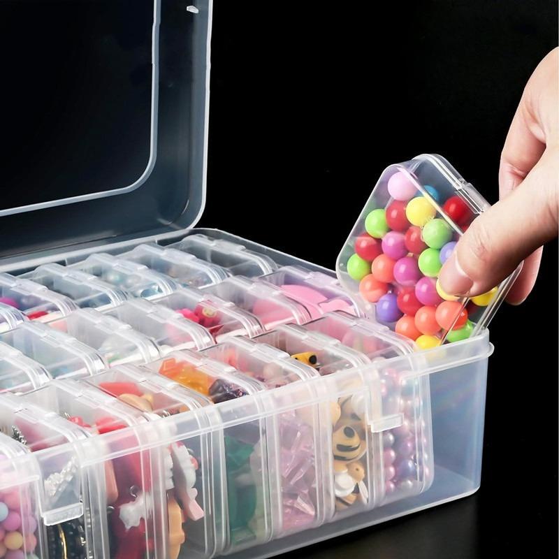 Clear Large Capacity Flip-Top Desktop Organizer - Divided Compartments Dust-Proof Multi-Purpose Plastic Storage Box