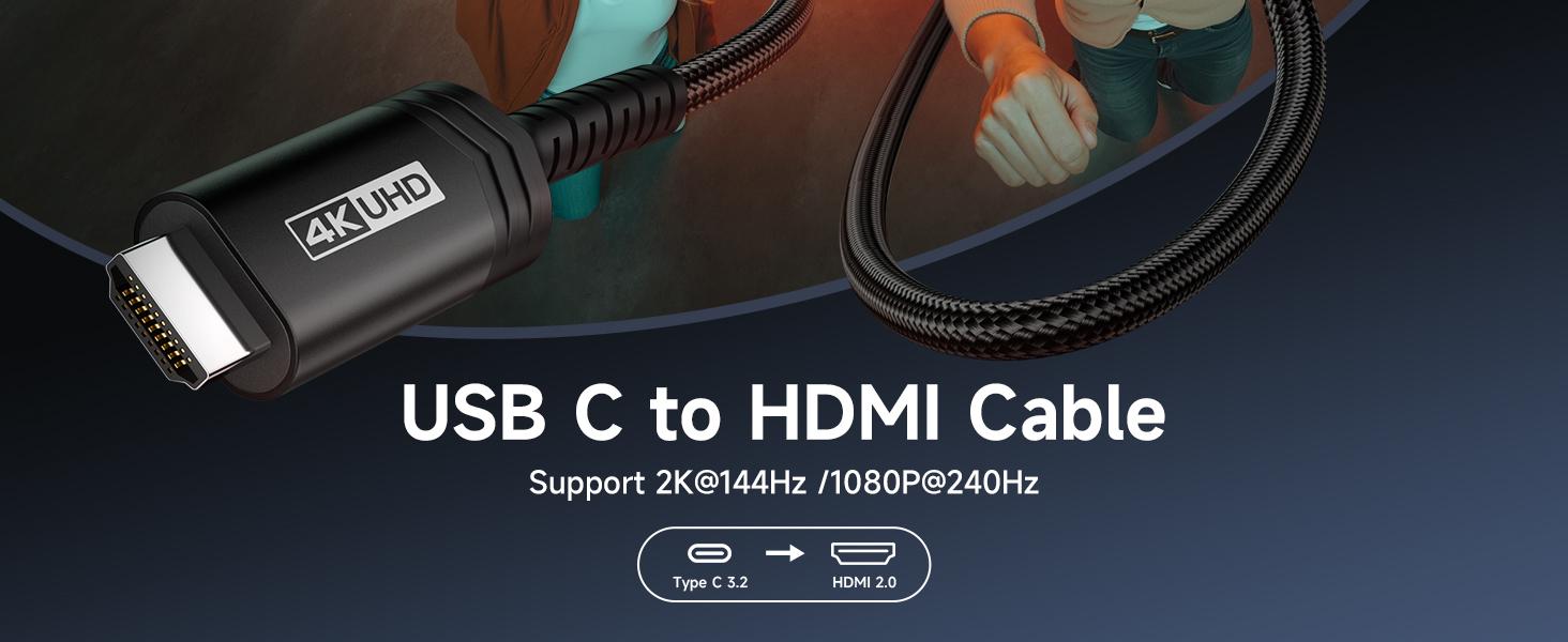 USB C to HDMI Cable 10ft| 4K@60Hz| USB 3.1 Type C to HDMI 2.0 Cord for Home Office, (Thunderbolt 3/4 Compatible) with iPhone 16 Pro Max, MacBook Pro/Air, Galaxy S8 to S24, iPad Pro, iMac-Black USB C to HDMI Cable 10ft| 4K@60Hz| USB 3.1 Type C to HDMI 2.0 Cord for Home Office, (Thunderbolt 3/4 Compatible) with iPhone 16 Pro Max, MacBook Pro/Air, Galaxy S8 to S24, iPad Pro, iMac-Black
