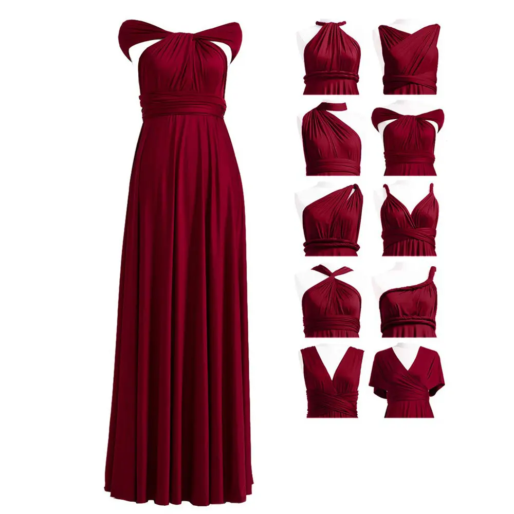Bridesmaid dress with lace-up can be converted into European and American long dresses chiffon winding fairy temperament dresses