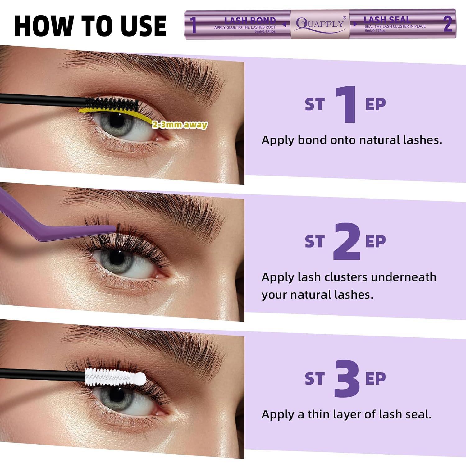2-in-1 Long Lasting Eyelash Bond & Seal Glue, Durable Waterproof Eyelash Extension Adhesive, Eye Makeup Tool for Women & Girls, Cosmetics, DIY Eyelash Extensions