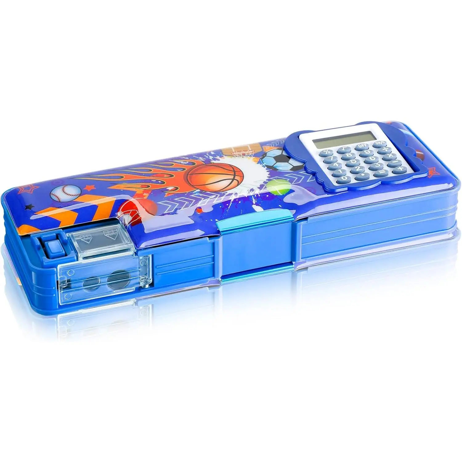 Multifunctional Pencil Box for Boys, Basketball Pencil Case with Calculator and Sharpener, 2026  to School Supplies Organizer for  Teens Students, Elementary Classroom