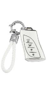 Key Fob Cover for Lexus RX is NX ES RC RX LX Pink 4 Button Car Keys Case Shell Accessories Bling Keychain Lanyard Full Protector Covers Girly Female TPU