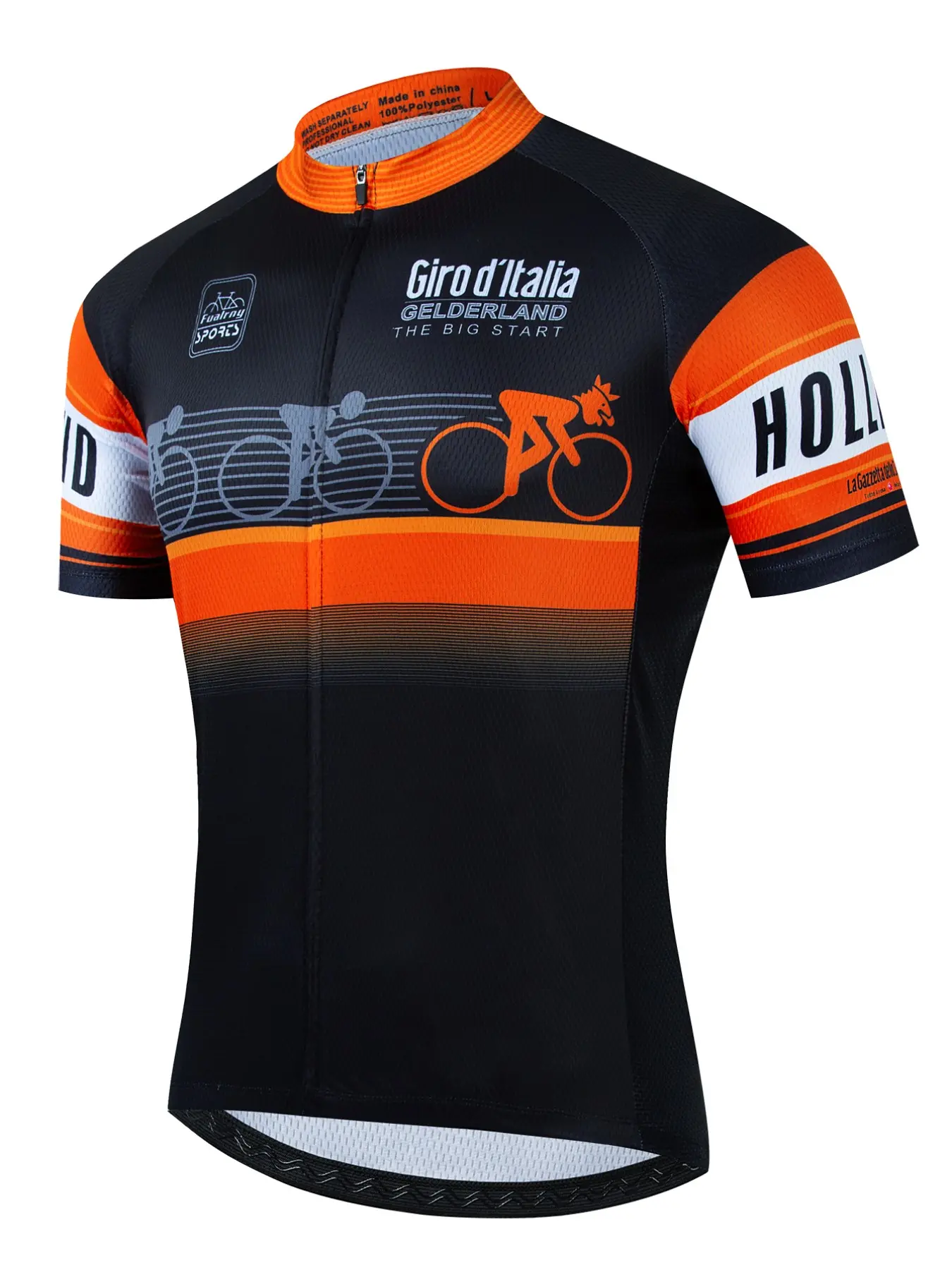 Giro D'italia Unisex Biking Short Sleeve Jacket, Quick Dry Breathable Fabric, Three Back Pockets, Reflective Strips, Geometric Print, Zipper Design