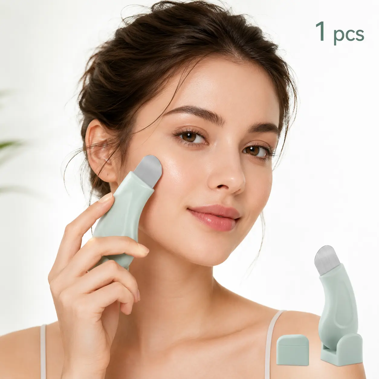 Facial Pore Cleansing Tool, Gentle Blackhead Remover with Easy Grip Mint Handle, Non-Electric Skincare Tool