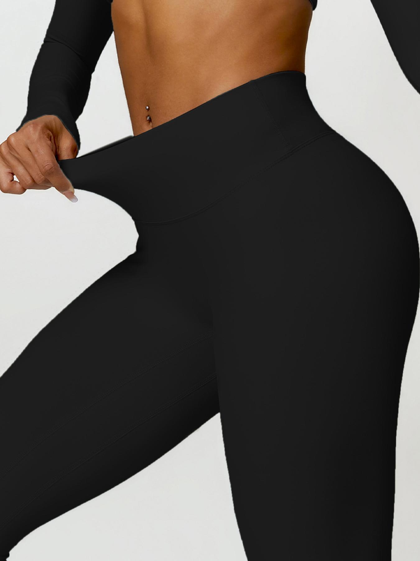 Women's Solid High Waist Sports Leggings, Casual Comfy Breathable Skinny Pants for Yoga Gym Workout Running, Ladies Sportswear for All Seasons