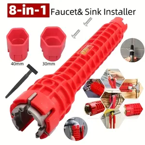 8-in-1 Multi-Functional Sink & Bathroom Wrench - Heavy-Duty Metal Adjustable Tool with Ergonomic Grip for Faucets, Angle Valves, Pipe Installation & Repair - Tight Space Plumbing Tool for DIY & Professional Use, Bathroom Faucets for Sinks, Versatile Tool
