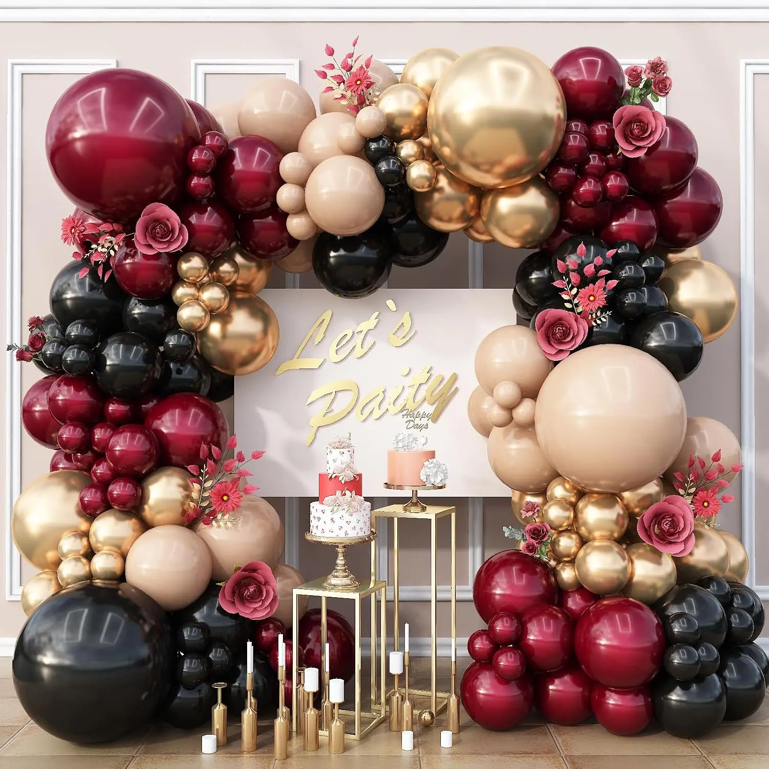 Burgundy Gold Black