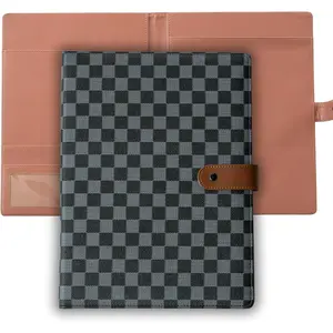 A4 Black Checkered Padfolio Legal Pad Holder Cover, Business Legal Notepad Holder, Legal Size Work Binder Folio Portfolio, Professional Document Resume Organizer Cover