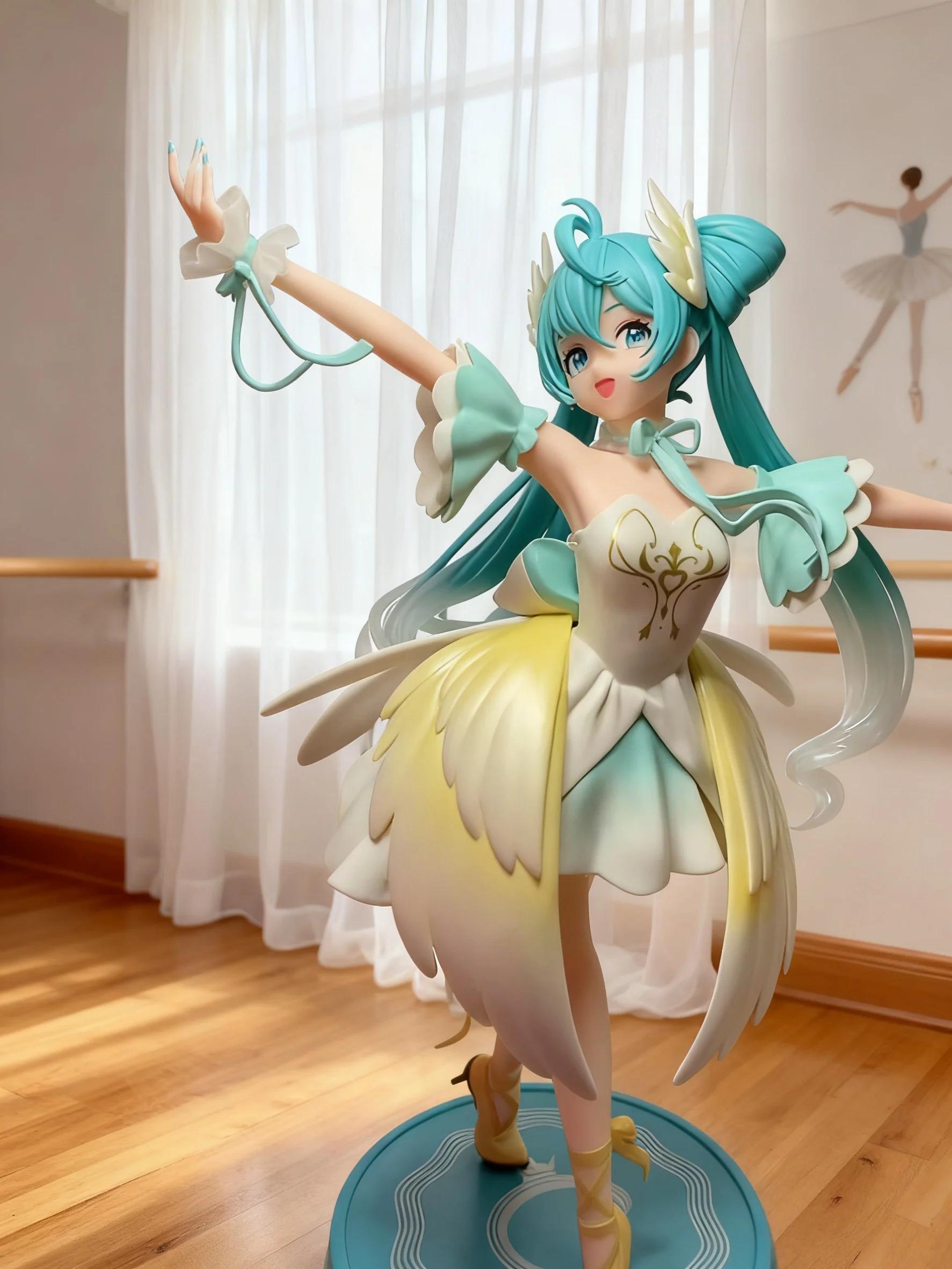 New Noble and Elegant Swan Ballet Hatsune Miku Pvc Character Model Ornament Animation Collector Statue Desktop Decoration