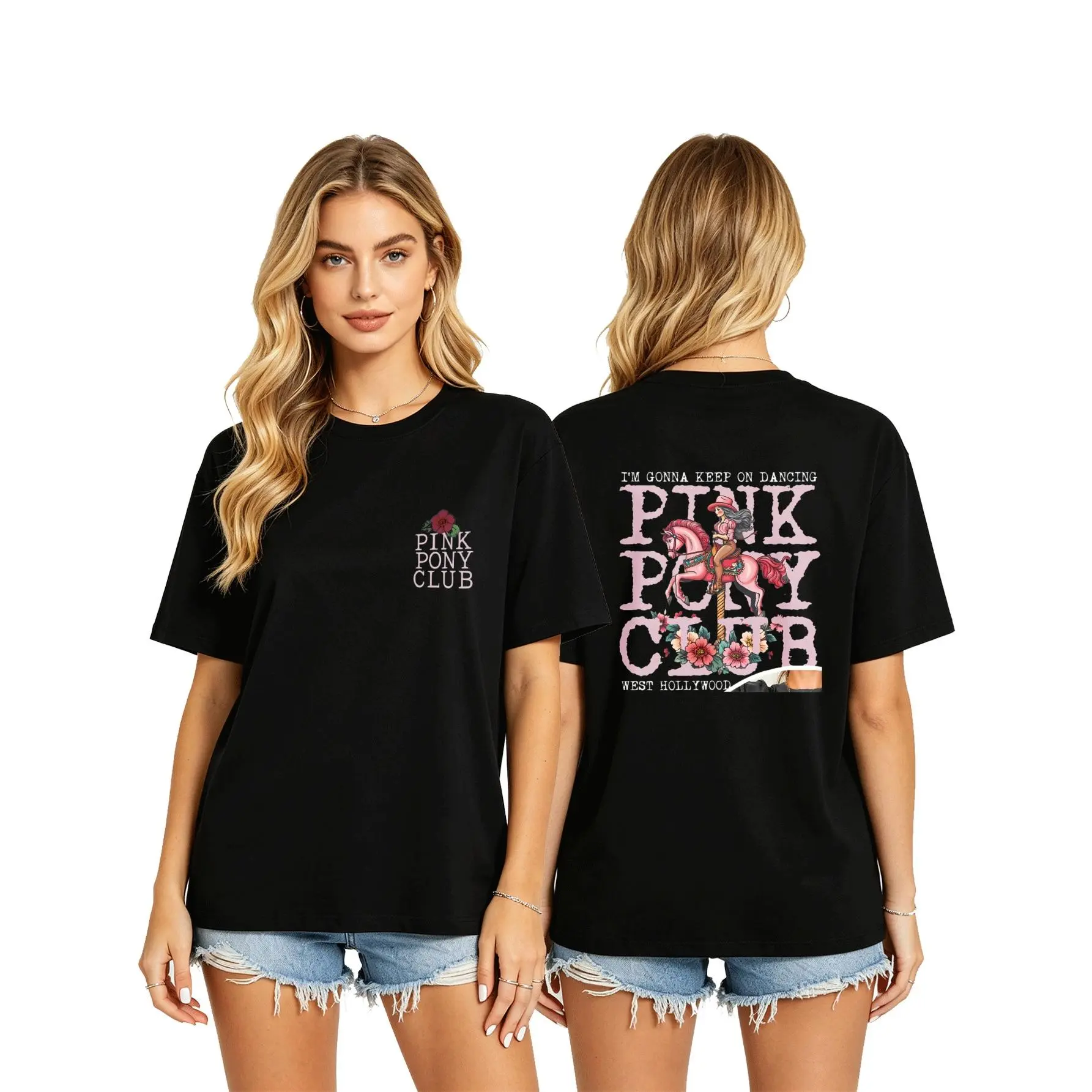 One Piece 100 Percent Cotton Washed Fabric T Shirt Pink Pony Club Graphic Design Casual Style For All Seasons Unisex Wear 180g Weight Perfect For Everyday Use And Festive Occasions